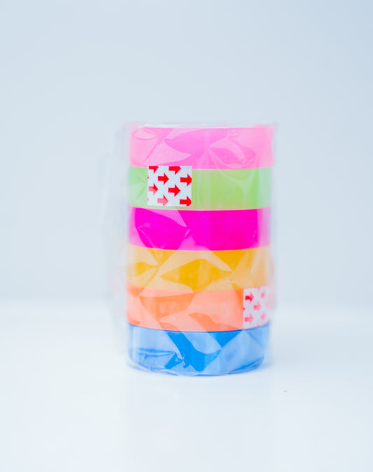 6Pc Neon Mini Tape Roll Set