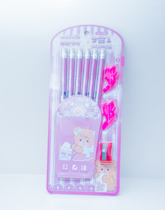 6 Pencils 2 Pencil Grip & Sharpener